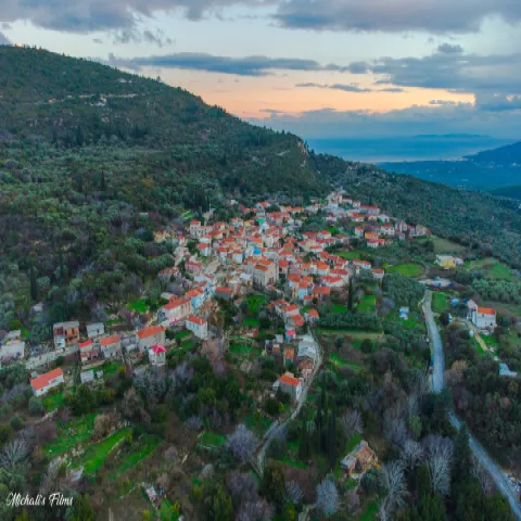 Mavratzaioi village in Samos with traditional houses and rural scenery.