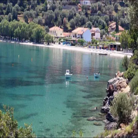 Kerveli Beach in Samos with clear blue waters and panoramic views of Asia Minor